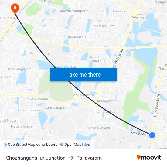 Shozhanganallur Junction to Pallavaram map