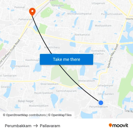 Perumbakkam to Pallavaram map