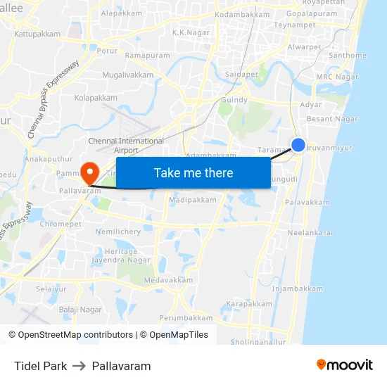 Tidel Park to Pallavaram map