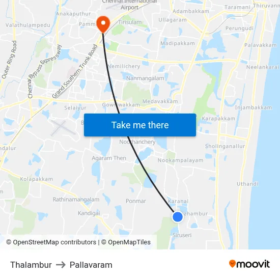 Thalambur to Pallavaram map