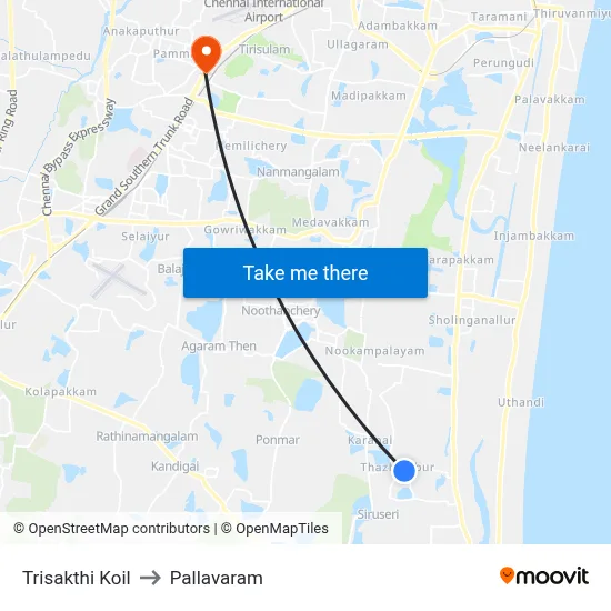 Trisakthi Koil to Pallavaram map