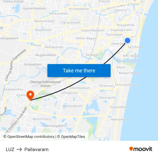 LUZ to Pallavaram map