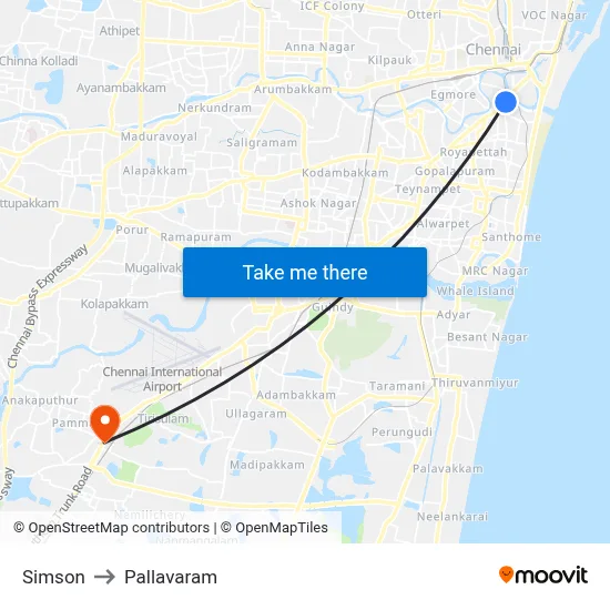 Simson to Pallavaram map