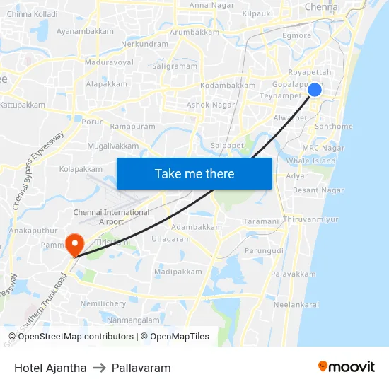 Hotel Ajantha to Pallavaram map