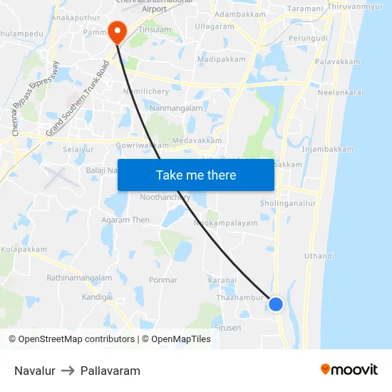 Navalur to Pallavaram map