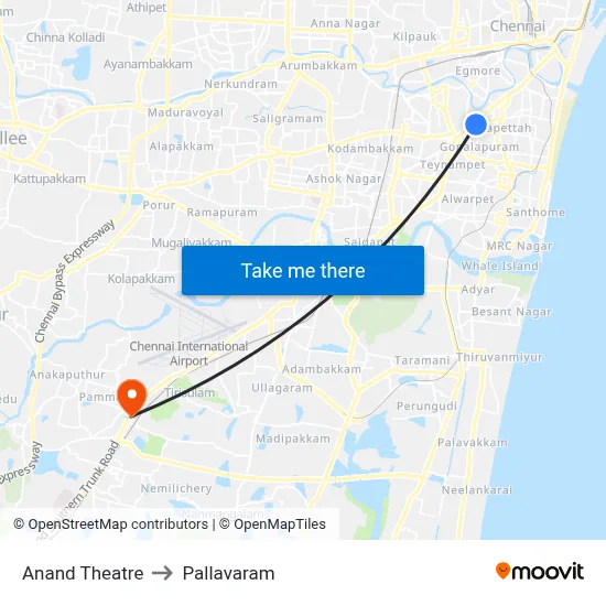 Anand Theatre to Pallavaram map