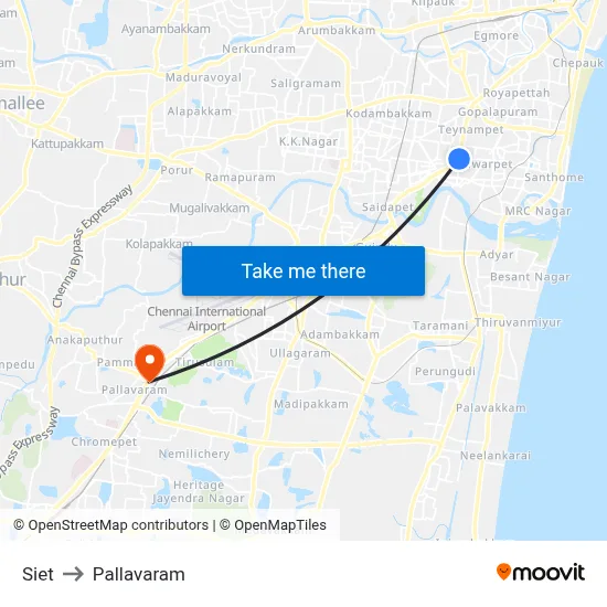 Siet to Pallavaram map