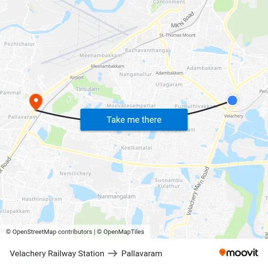 Velachery Railway Station to Pallavaram map