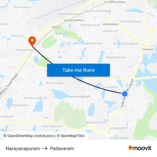 Narayanapuram to Pallavaram map