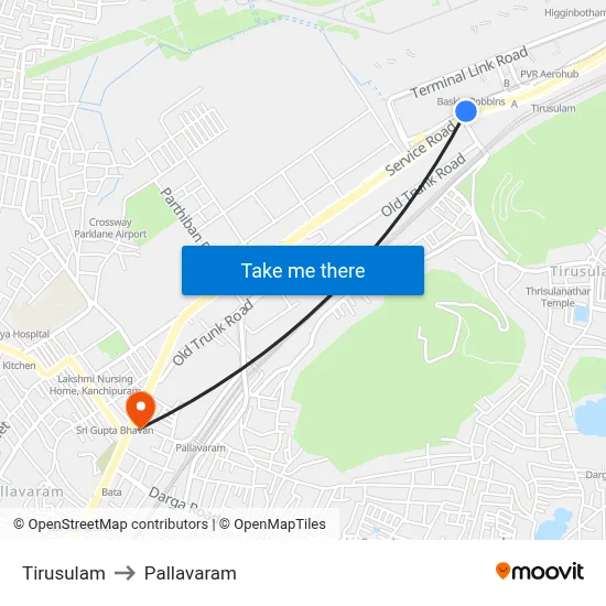 Tirusulam to Pallavaram map
