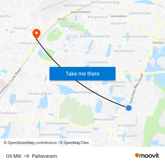 Oil Mill to Pallavaram map