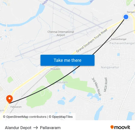 Alandur Depot to Pallavaram map