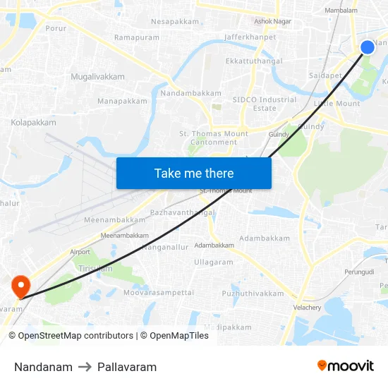 Nandanam to Pallavaram map