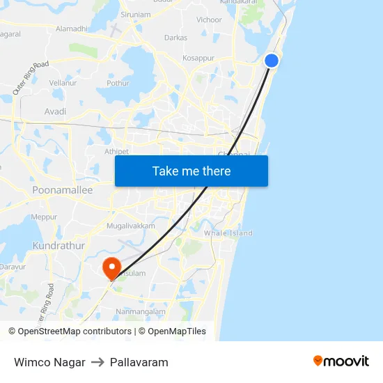 Wimco Nagar to Pallavaram map