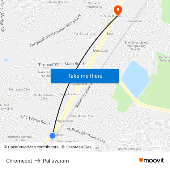 Chromepet to Pallavaram map