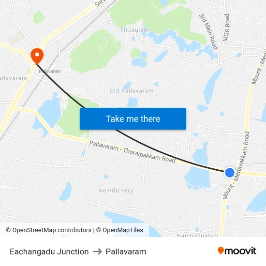 Eachangadu Junction to Pallavaram map