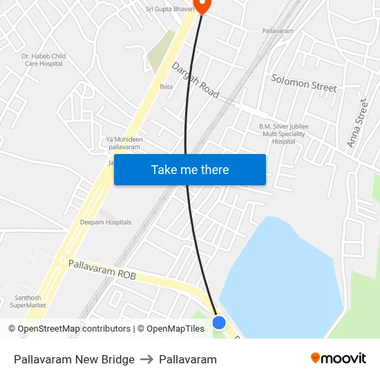 Pallavaram New Bridge to Pallavaram map