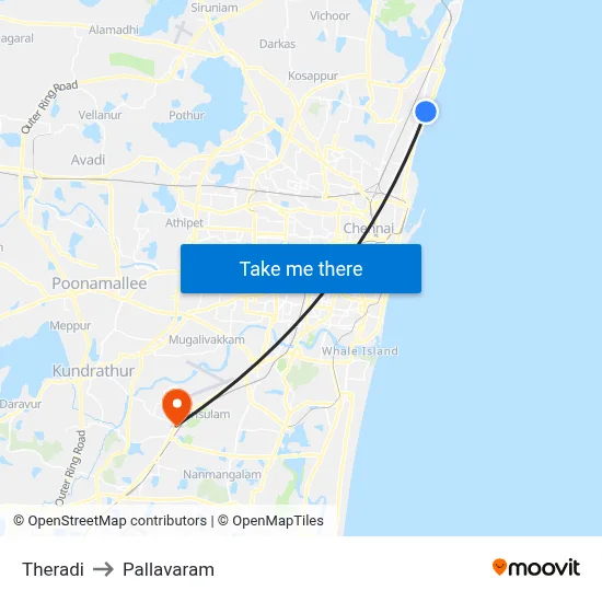 Theradi to Pallavaram map