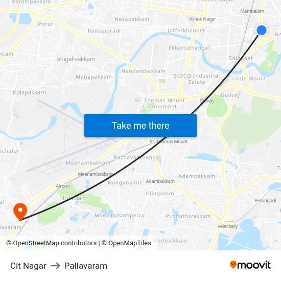 Cit Nagar to Pallavaram map