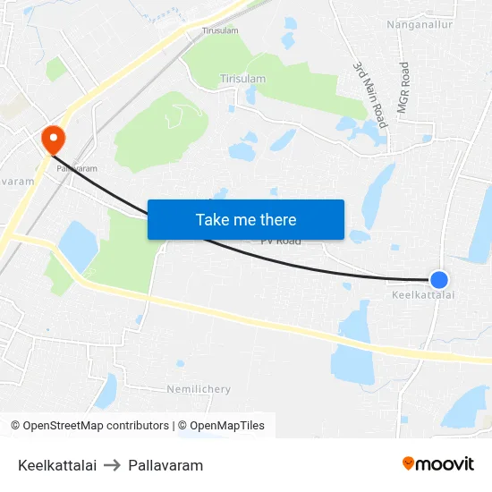 Keelkattalai to Pallavaram map