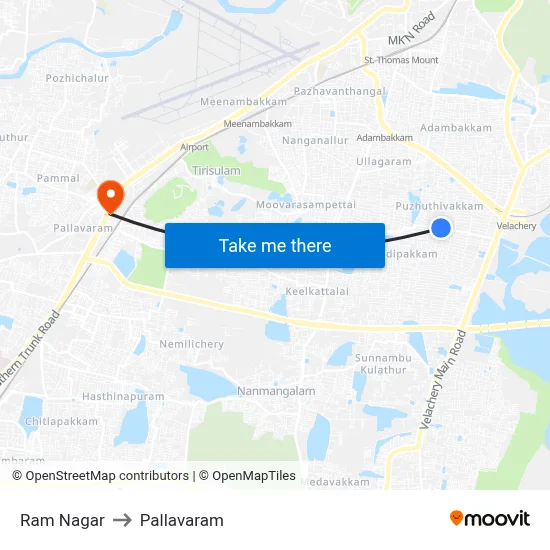 Ram Nagar to Pallavaram map