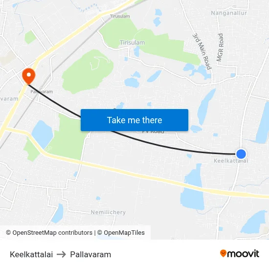 Keelkattalai to Pallavaram map