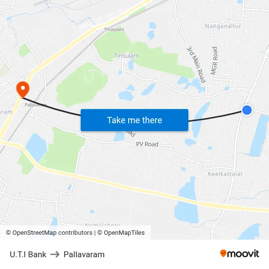 U.T.I Bank to Pallavaram map