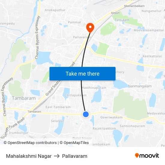 Mahalakshmi Nagar to Pallavaram map