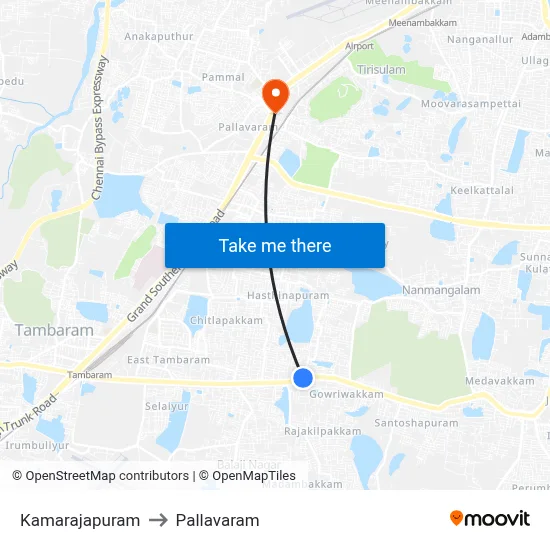 Kamarajapuram to Pallavaram map