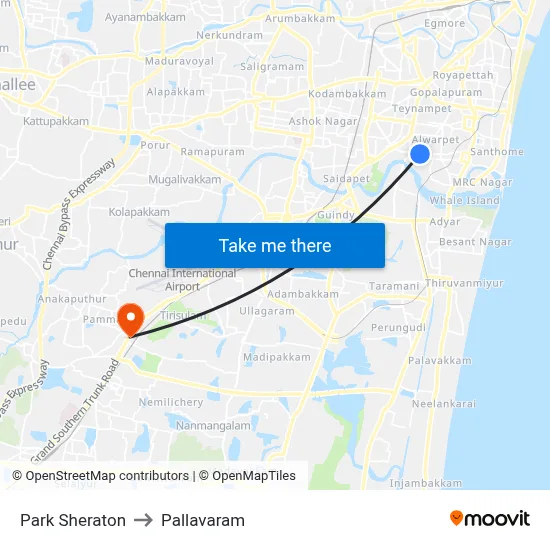 Park Sheraton to Pallavaram map