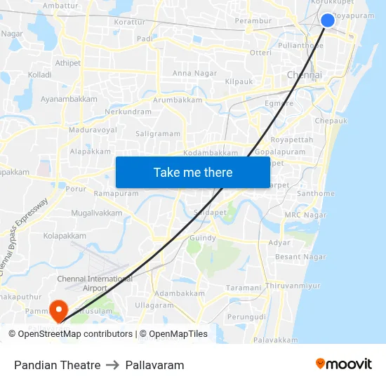 Pandian Theatre to Pallavaram map
