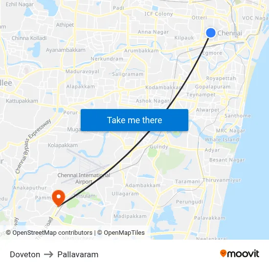 Doveton to Pallavaram map