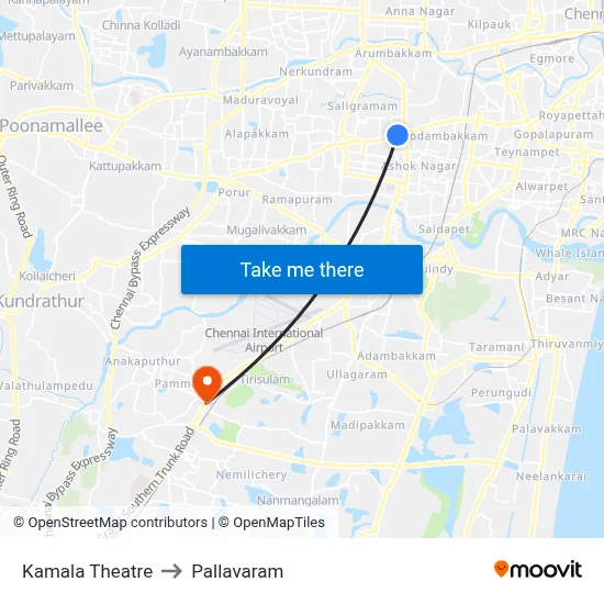 Kamala Theatre to Pallavaram map