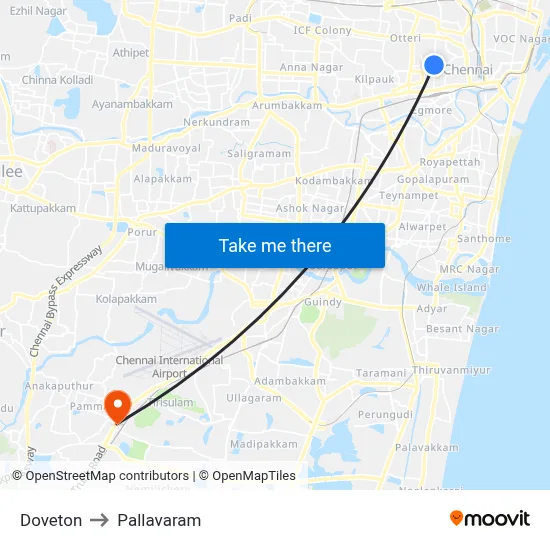 Doveton to Pallavaram map