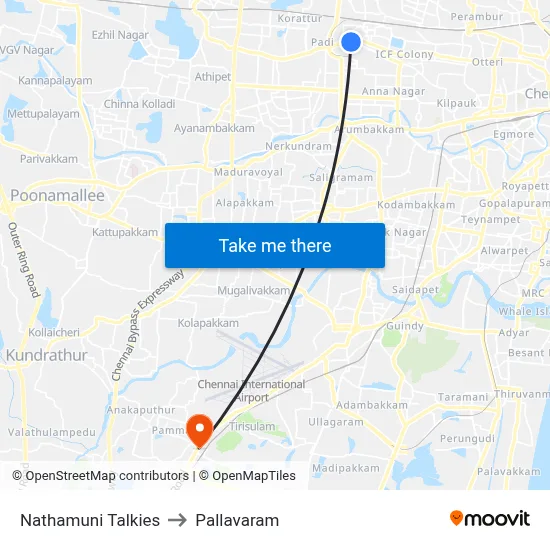 Nathamuni Talkies to Pallavaram map