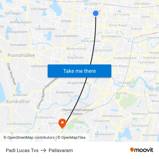 Padi Lucas Tvs to Pallavaram map