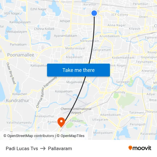Padi Lucas Tvs to Pallavaram map