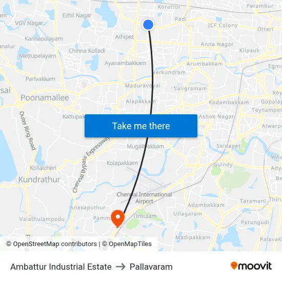 Ambattur Industrial Estate to Pallavaram map