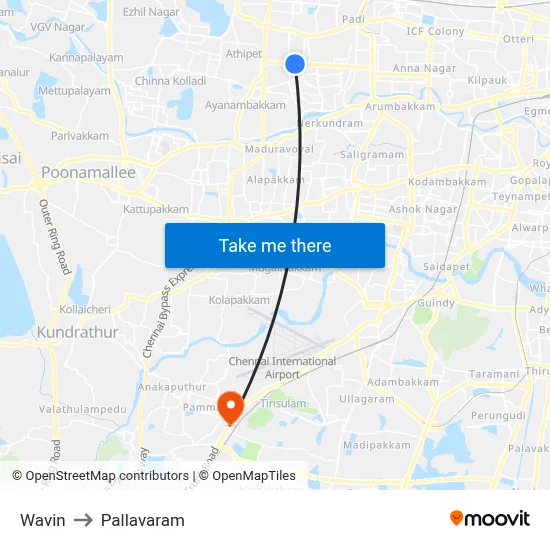 Wavin to Pallavaram map