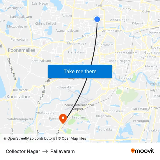 Collector Nagar to Pallavaram map