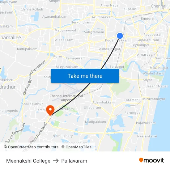 Meenakshi College to Pallavaram map
