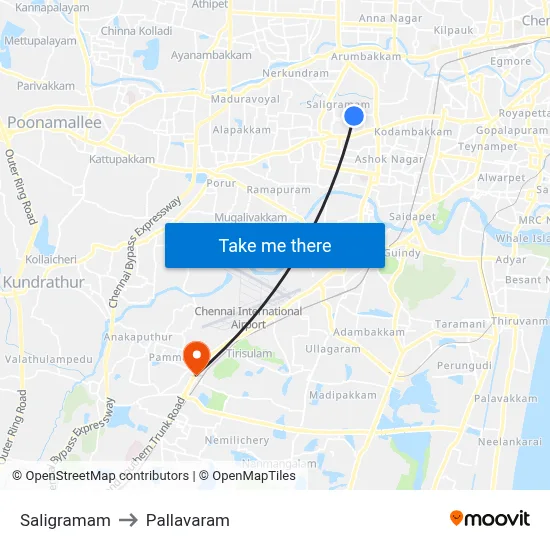 Saligramam to Pallavaram map