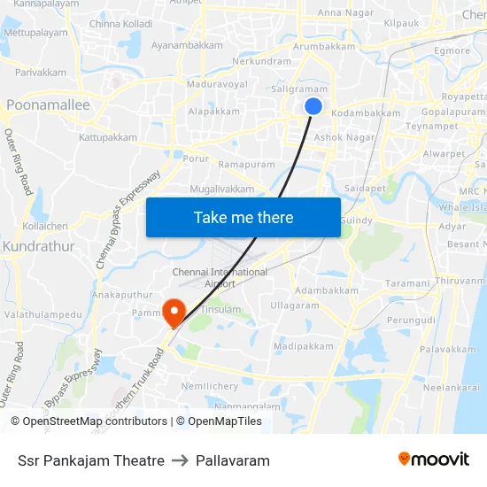 Ssr Pankajam Theatre to Pallavaram map