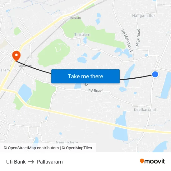 Uti Bank to Pallavaram map