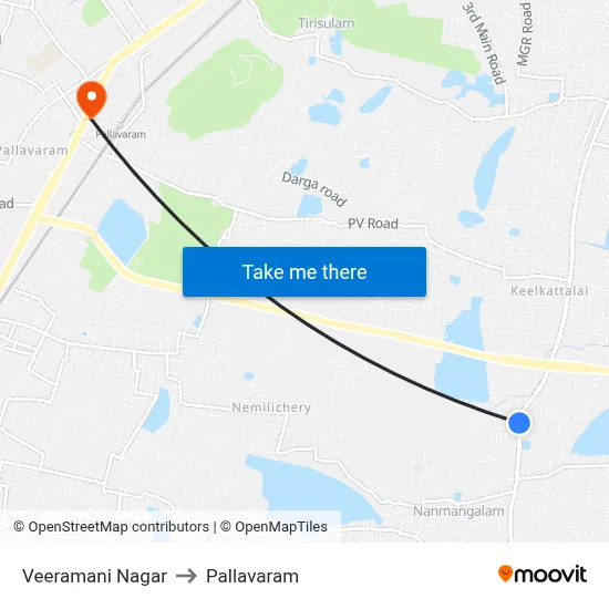 Veeramani Nagar to Pallavaram map