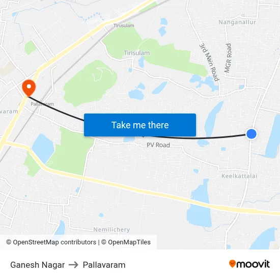 Ganesh Nagar to Pallavaram map