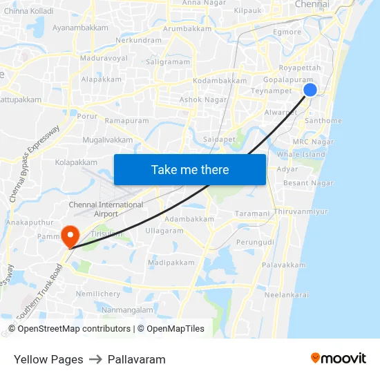 Yellow Pages to Pallavaram map
