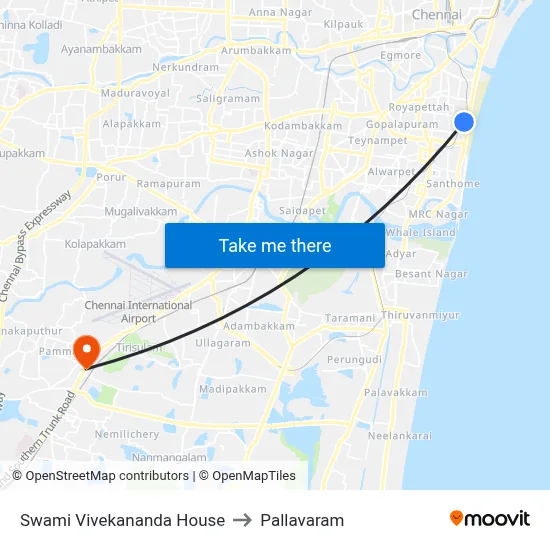 Swami Vivekananda House to Pallavaram map