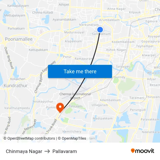 Chinmaya Nagar to Pallavaram map