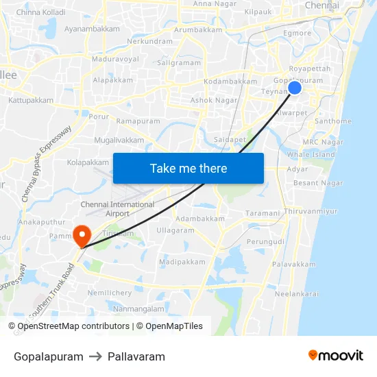 Gopalapuram to Pallavaram map